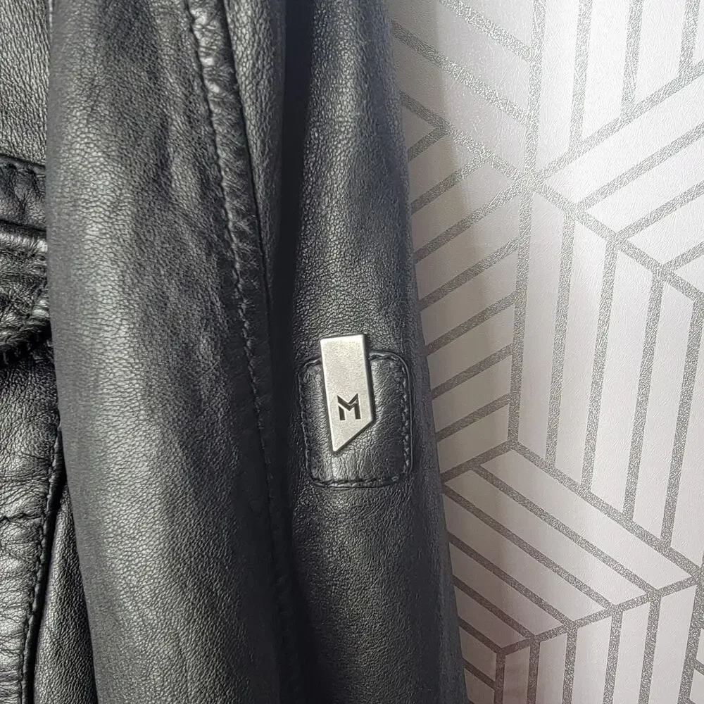 MAURITIUS LEATHER MEN'S GOEFF LAMB LEATHER ZIP-FRONT TRUCKER JACKET - Picture 12 of 16